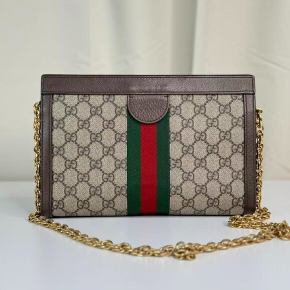 Gucci GG Logo Supreme Medium Ophidia Chain Shoulder Bag - Picture 3 of 9